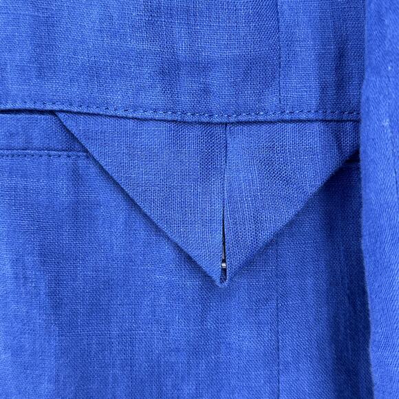 Madewell Double Breasted Crossover Blazer Womens Size Small Blue 100% Linen - Picture 3 of 9